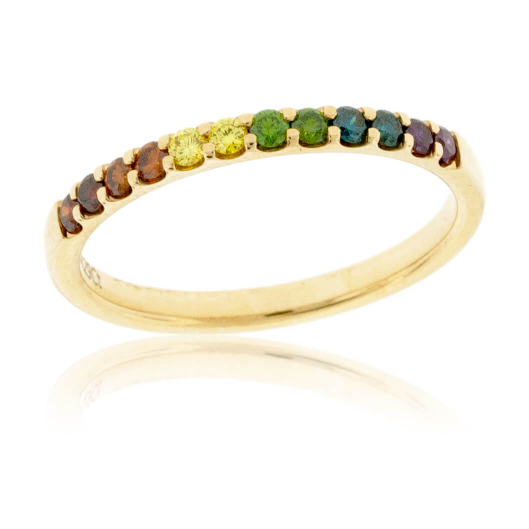 Prong Set Colored Diamond Rainbow Style Band - Park City Jewelers