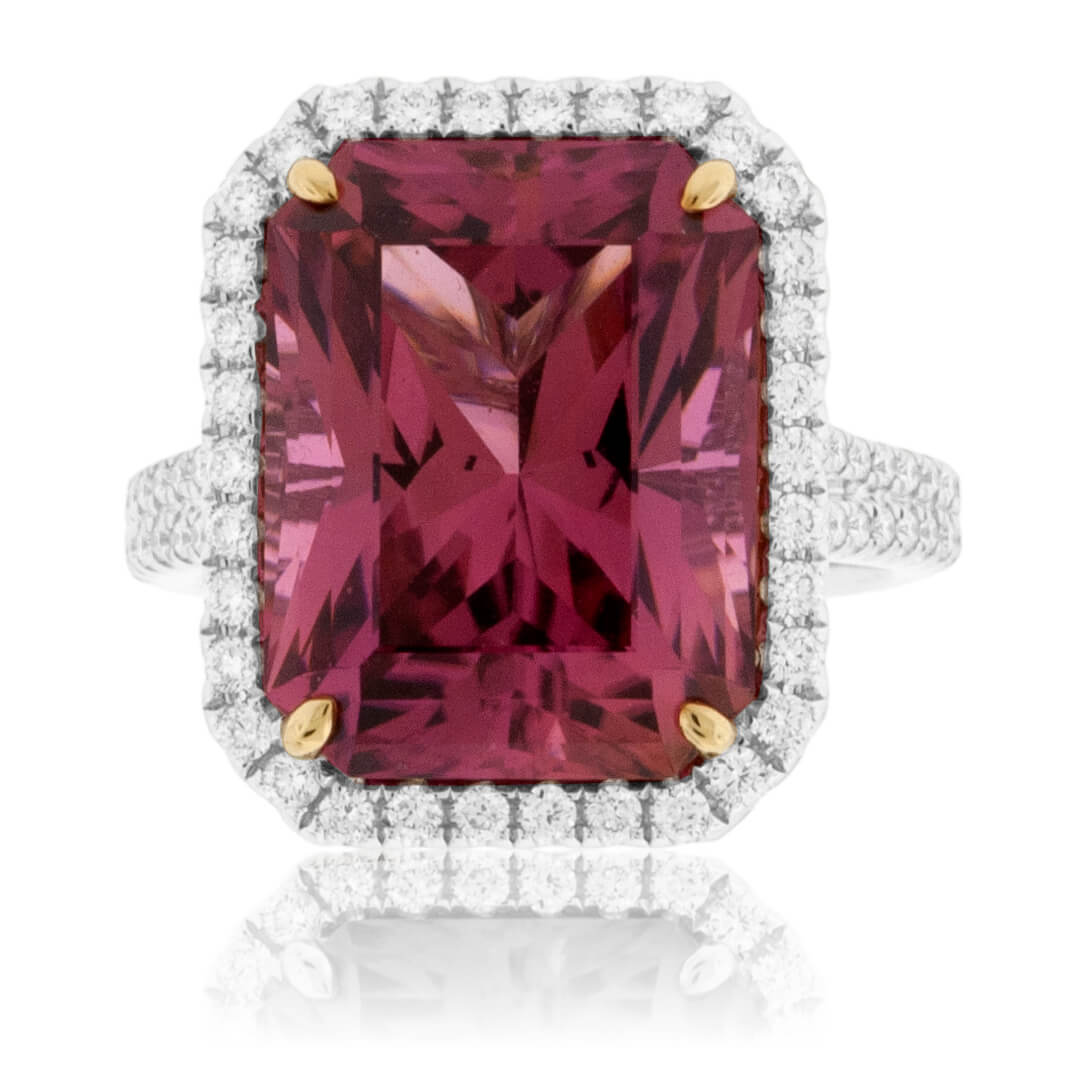Radiant Tourmaline & Diamond Halo Ring - Park City Jewelers