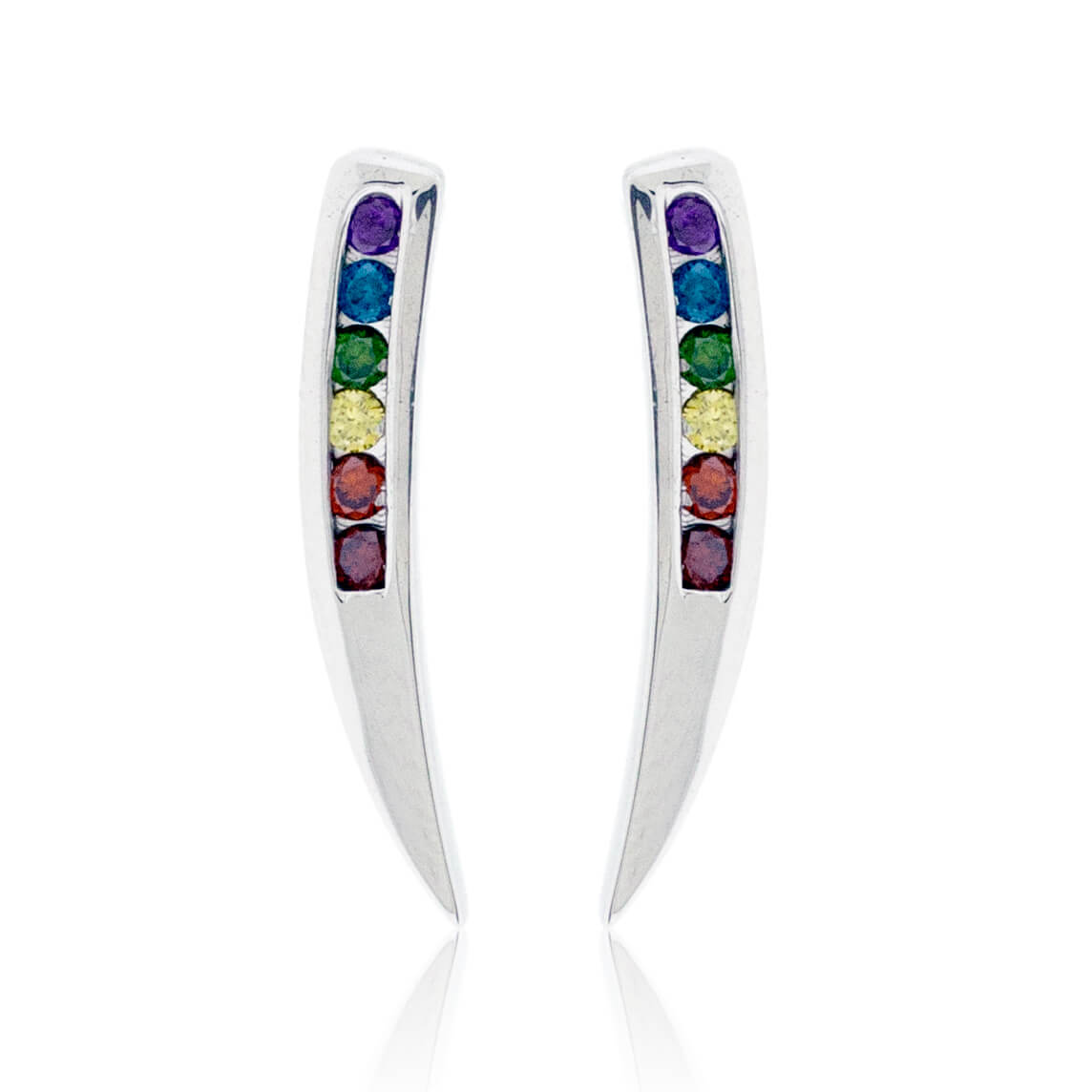 Rainbow Colored Diamond Climber Earrings - Park City Jewelers