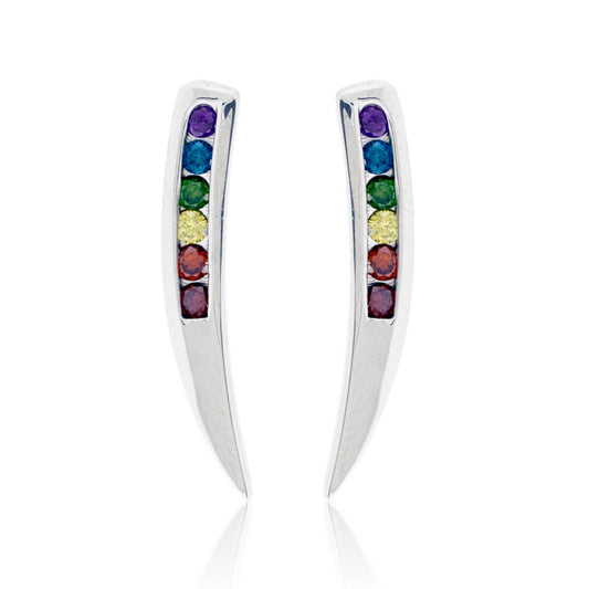 Rainbow Colored Diamond Climber Earrings - Park City Jewelers