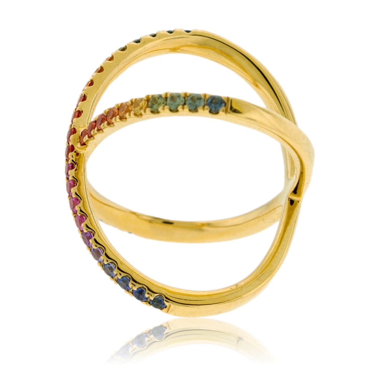 Rainbow Sapphire Cross Over Ring - Park City Jewelers