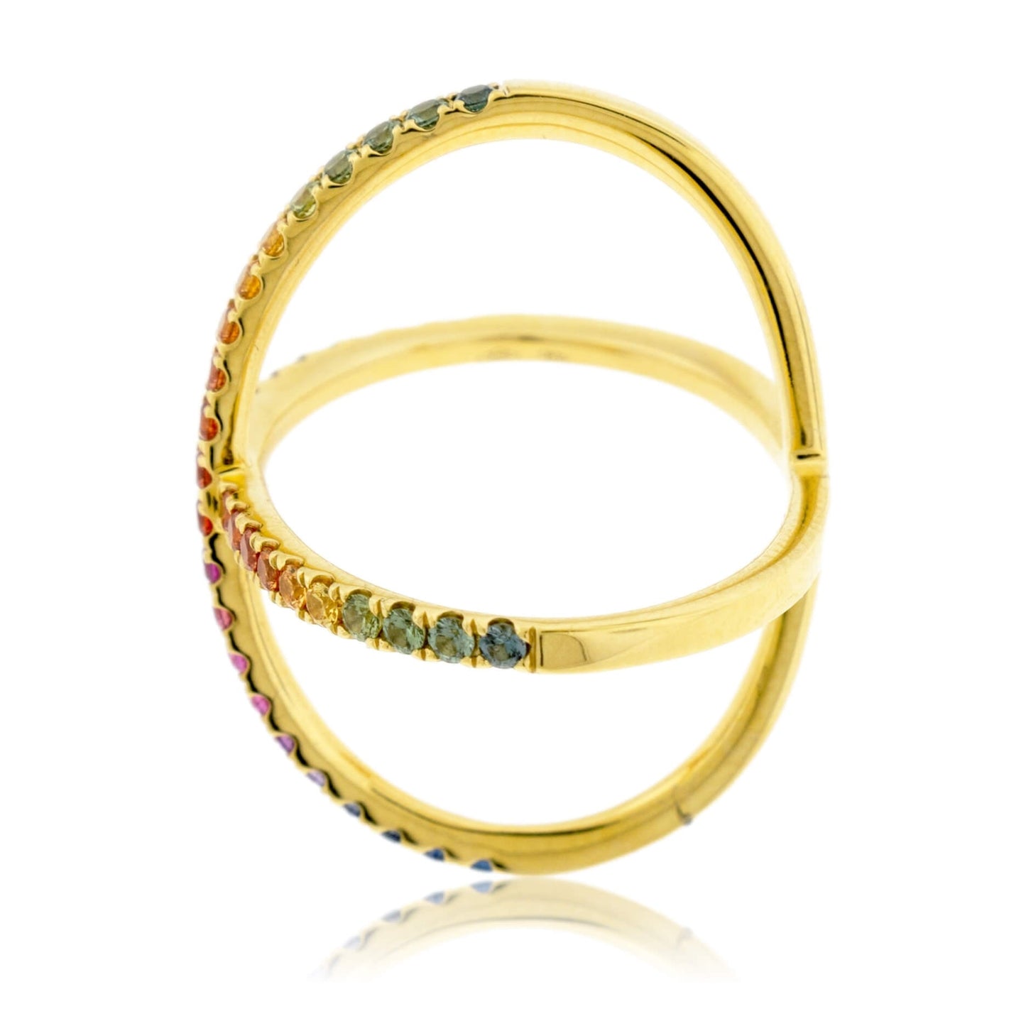 Rainbow Sapphire Cross Over Ring - Park City Jewelers