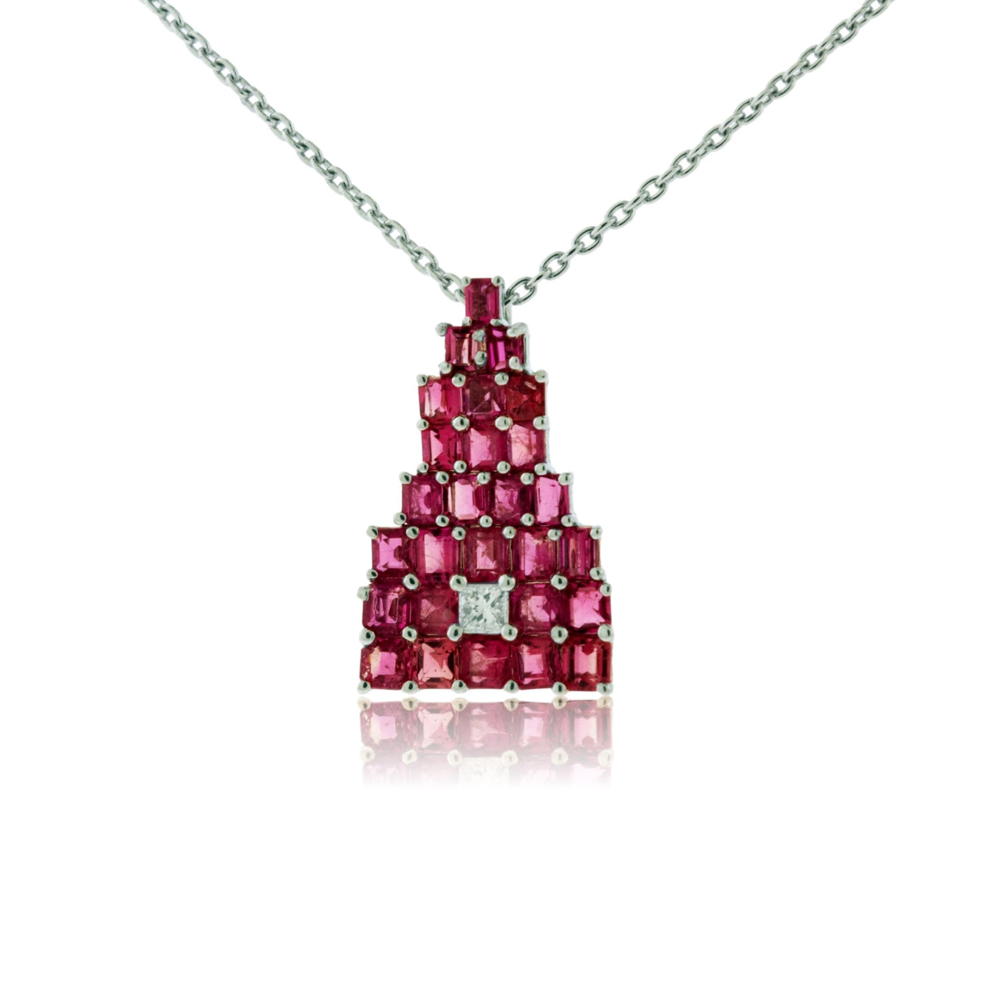 Rare Red Emerald Emerald-Cut Cluster Style Pendant - Park City Jewelers