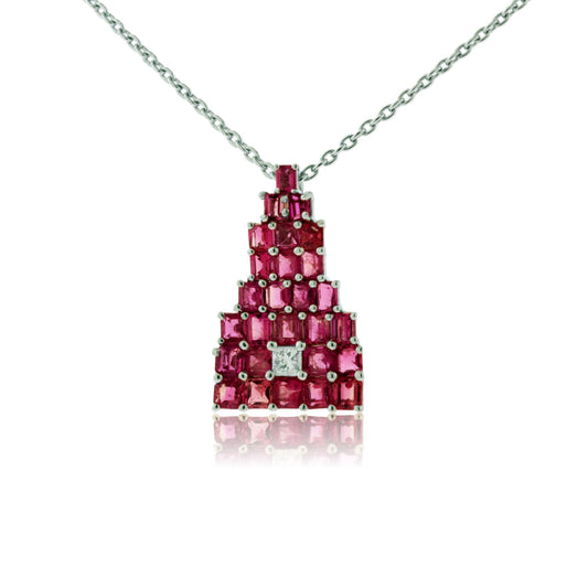Rare Red Emerald Emerald-Cut Cluster Style Pendant - Park City Jewelers