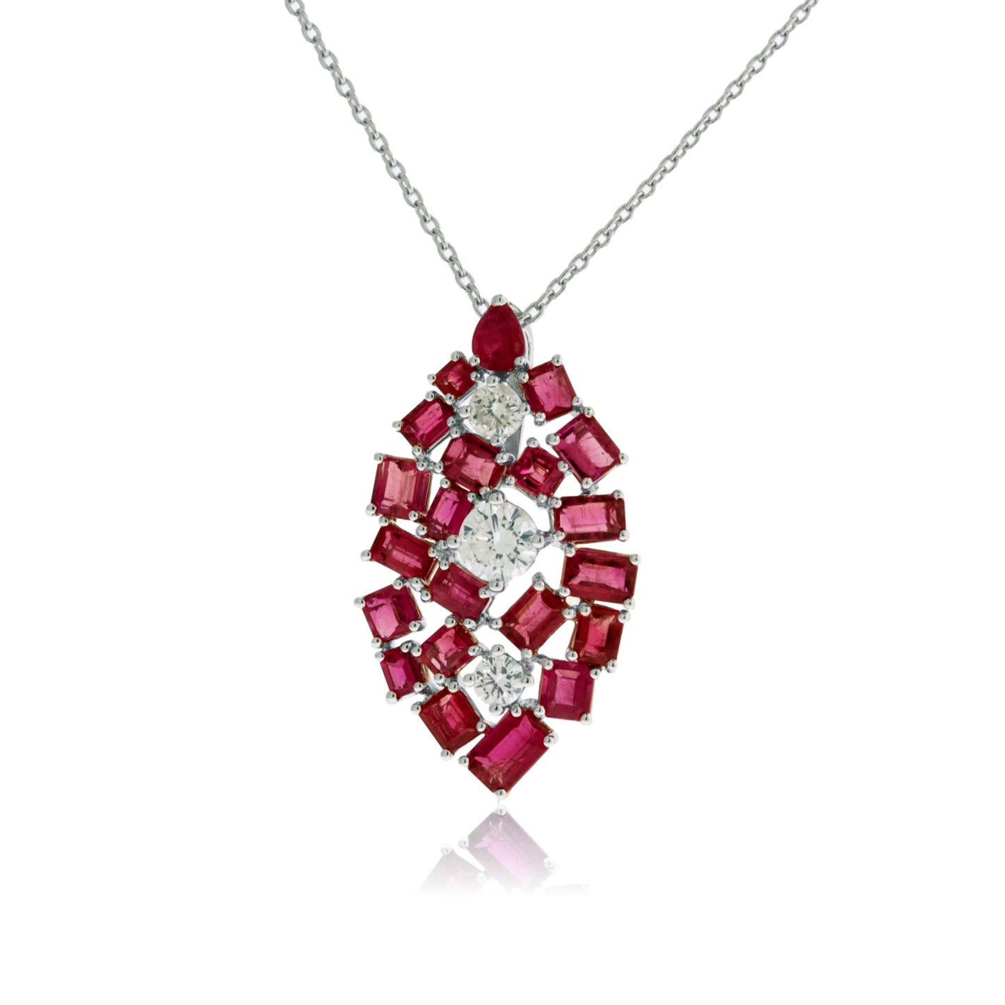 Rare Red Emerald Emerald-Cut Cluster Style Pendant - Park City Jewelers