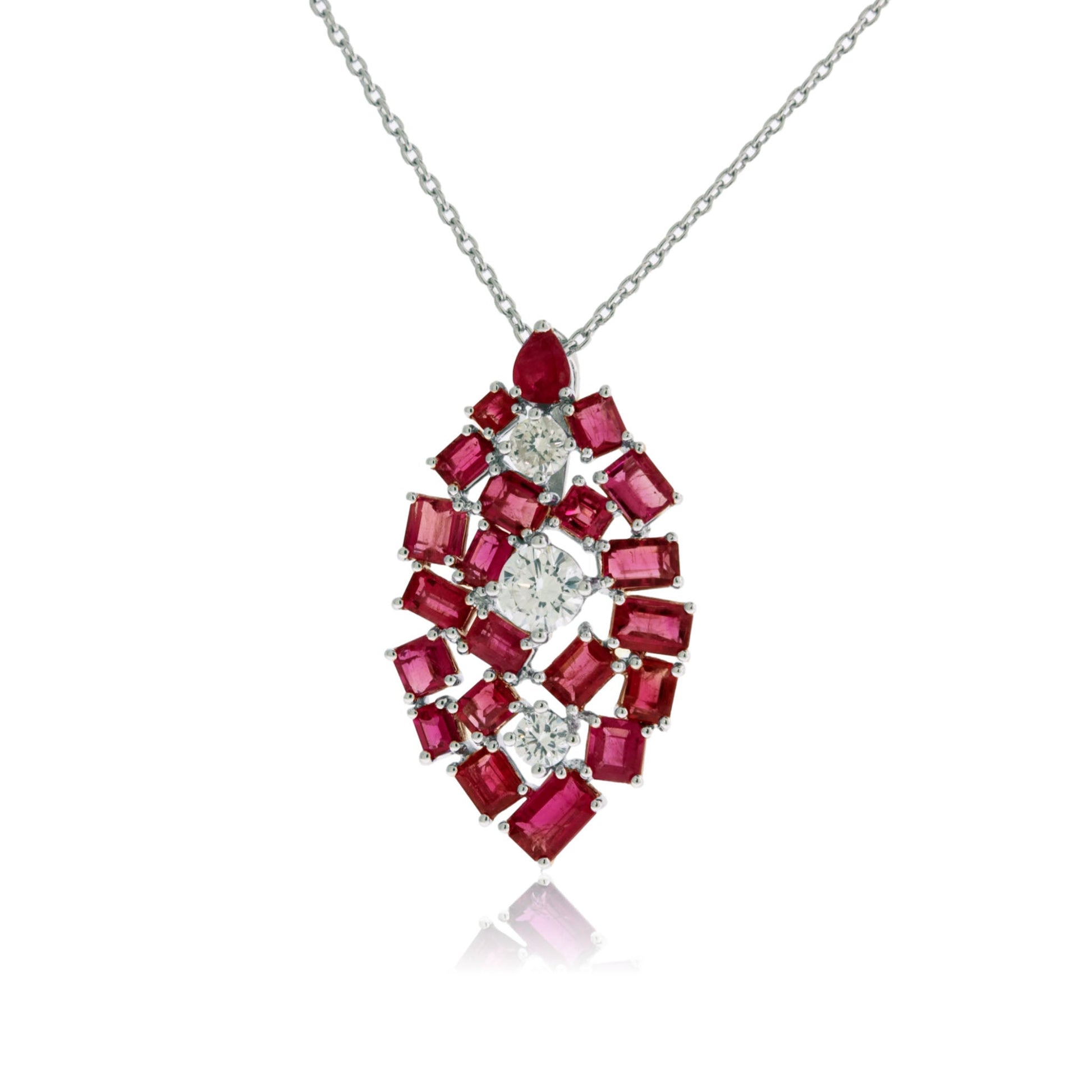 Rare Red Emerald Emerald-Cut Cluster Style Pendant - Park City Jewelers