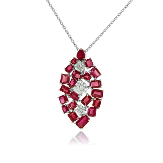 Rare Red Emerald Emerald-Cut Cluster Style Pendant - Park City Jewelers
