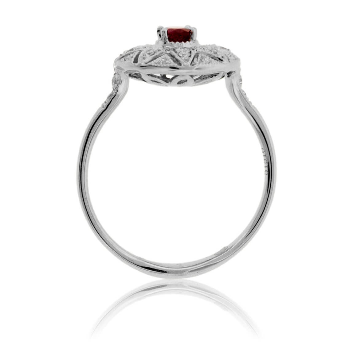 Red Beryl and Diamond Accented Vintage Style Ring - Park City Jewelers
