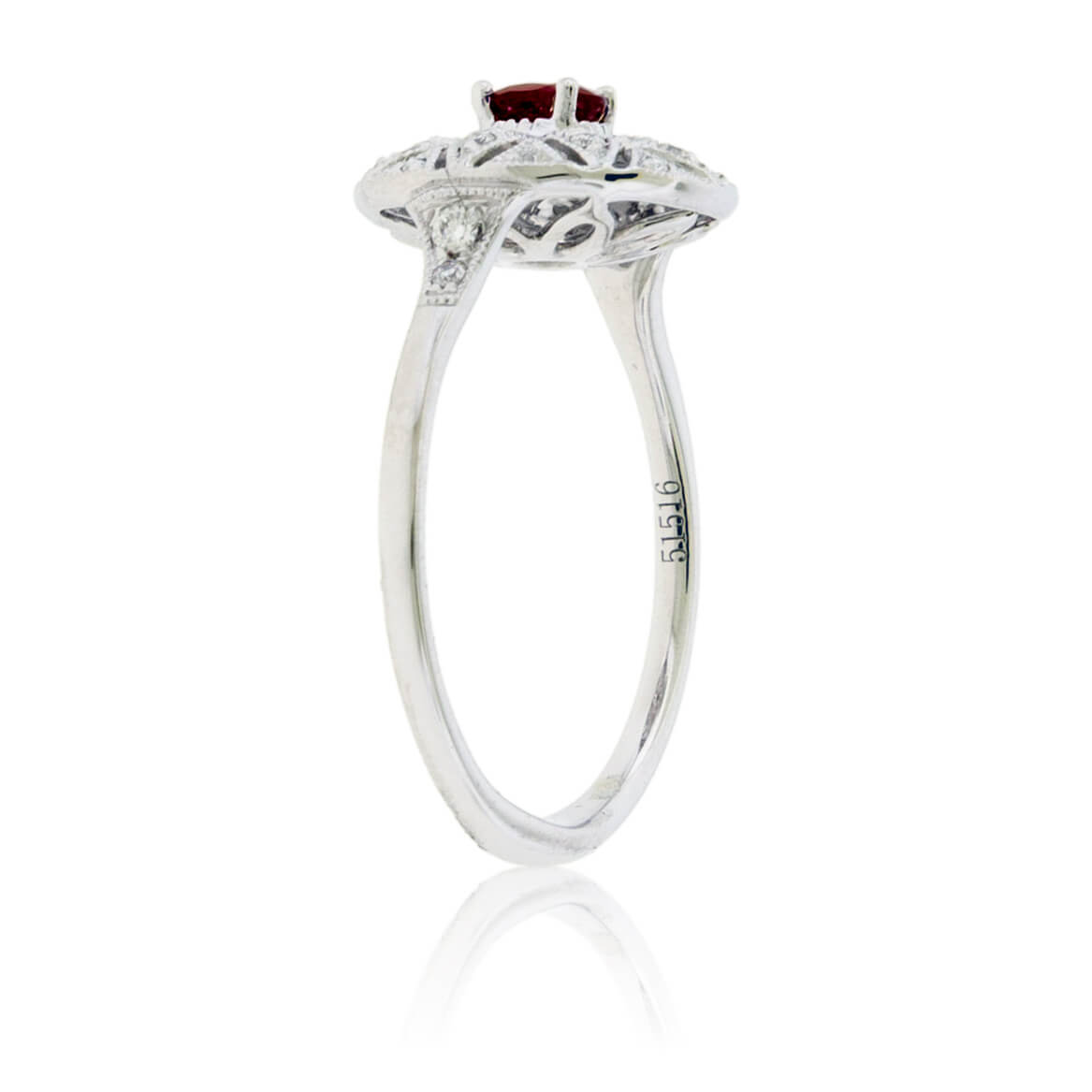 Red Beryl and Diamond Accented Vintage Style Ring - Park City Jewelers