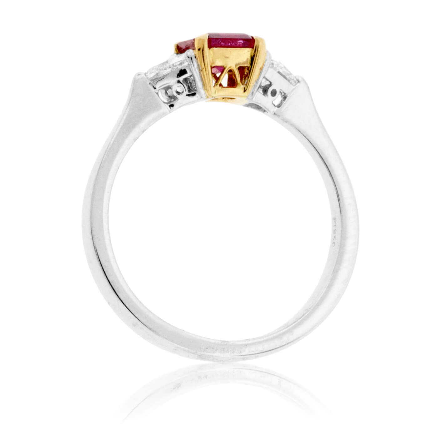 Red Emerald and Trillion Diamond Ring - Park City Jewelers