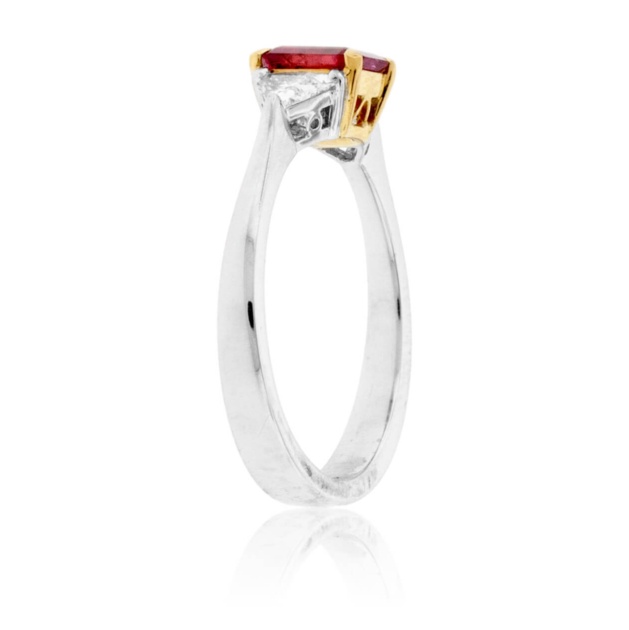 Red Emerald and Trillion Diamond Ring - Park City Jewelers