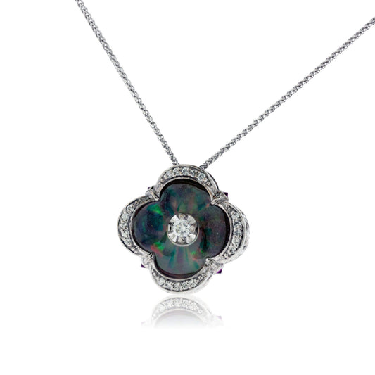 Reflective Opal Pendant with Diamond - Park City Jewelers