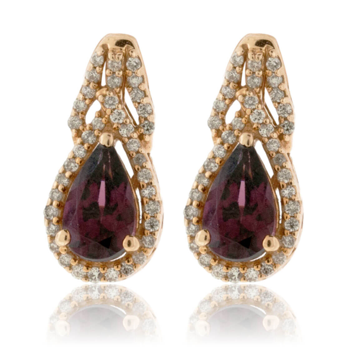 Rhodolite Garnet & Diamond Dangle Earrings - Park City Jewelers