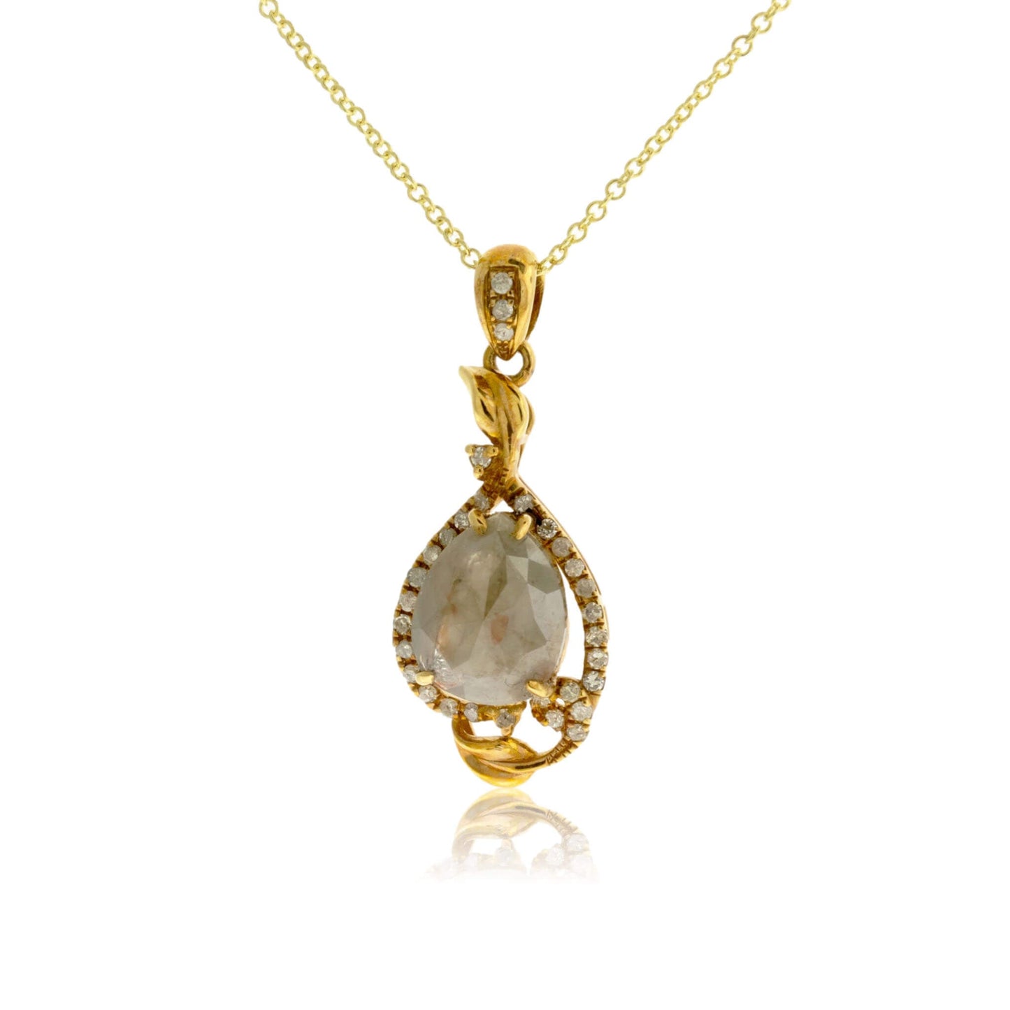 Rose Cut Fancy Rough Diamond Pendant with Diamond Accents - Park City Jewelers