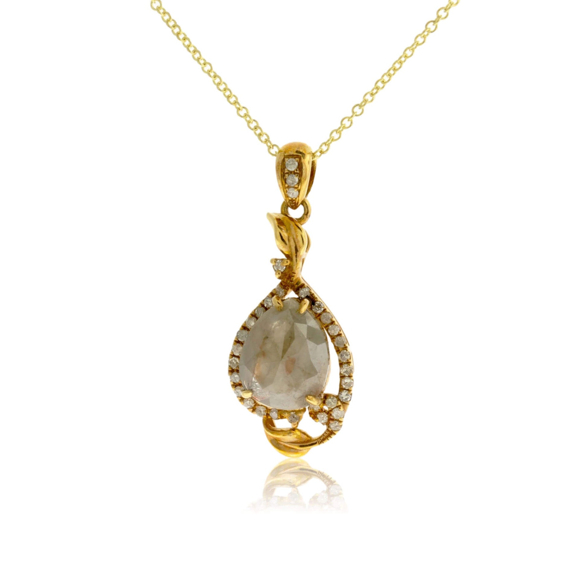 Rose Cut Fancy Rough Diamond Pendant with Diamond Accents - Park City Jewelers