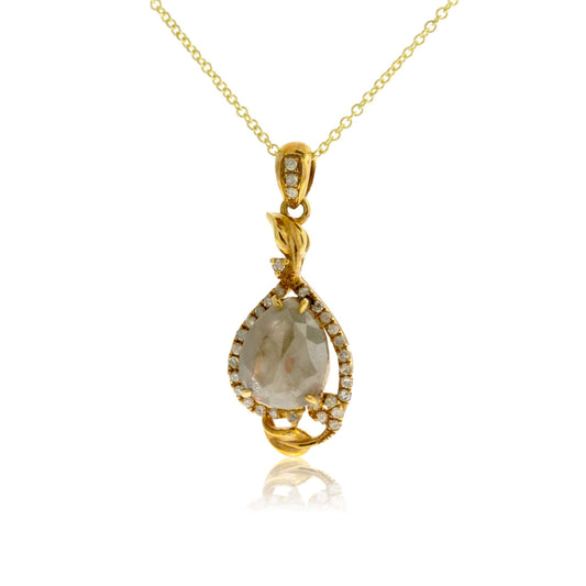 Rose Cut Fancy Rough Diamond Pendant with Diamond Accents - Park City Jewelers