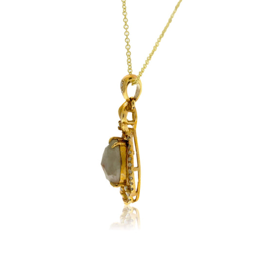 Rose Cut Fancy Rough Diamond Pendant with Diamond Accents - Park City Jewelers