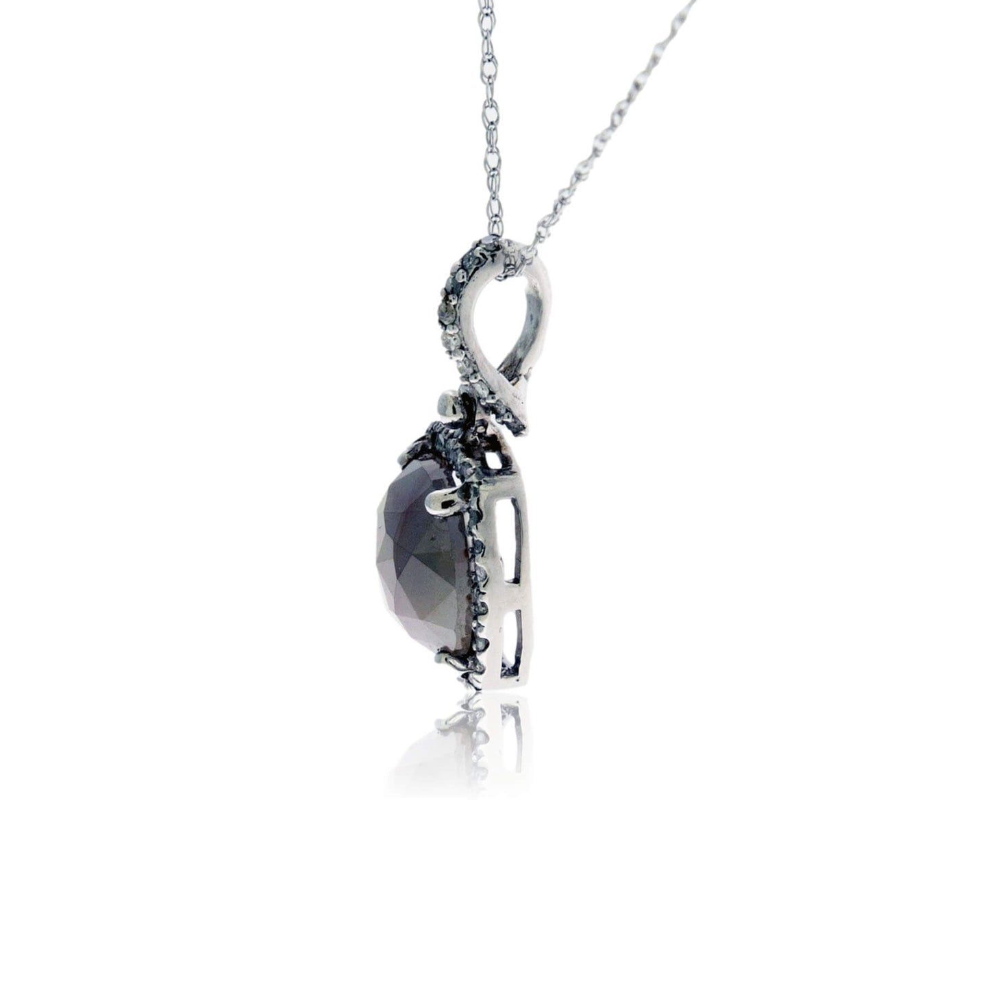 Rose Cut Fancy Rough Diamond Pendant with Diamond Halo - Park City Jewelers