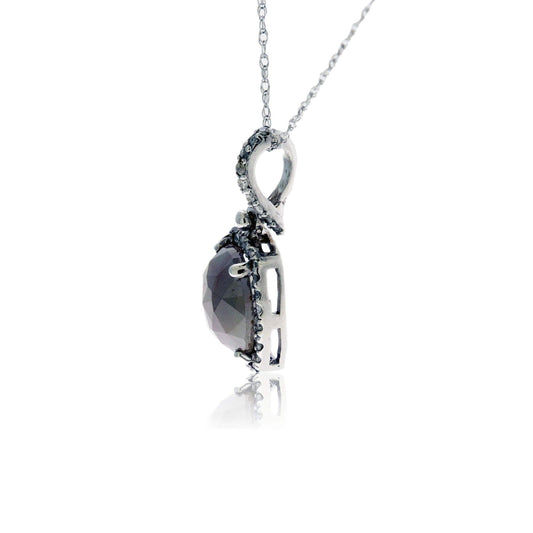 Rose Cut Fancy Rough Diamond Pendant with Diamond Halo - Park City Jewelers