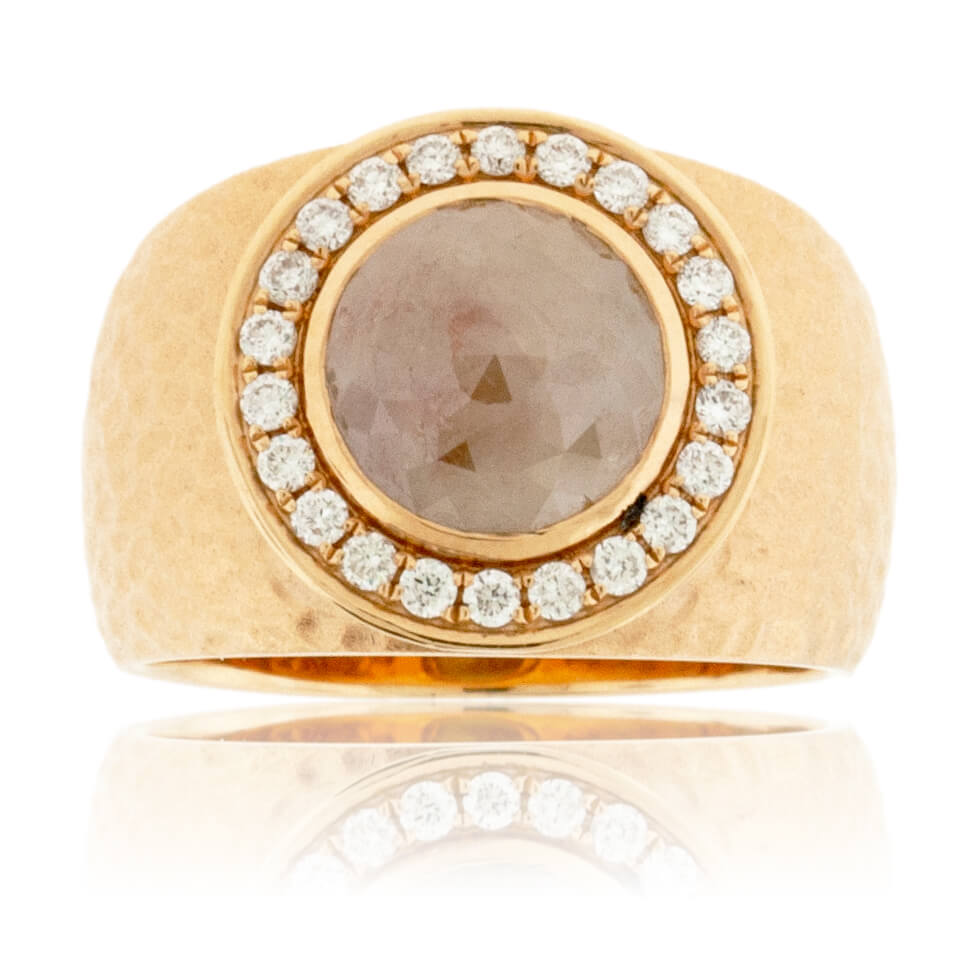 Rose-Cut Gray-Green Diamond & Diamond Halo Style Ring - Park City Jewelers