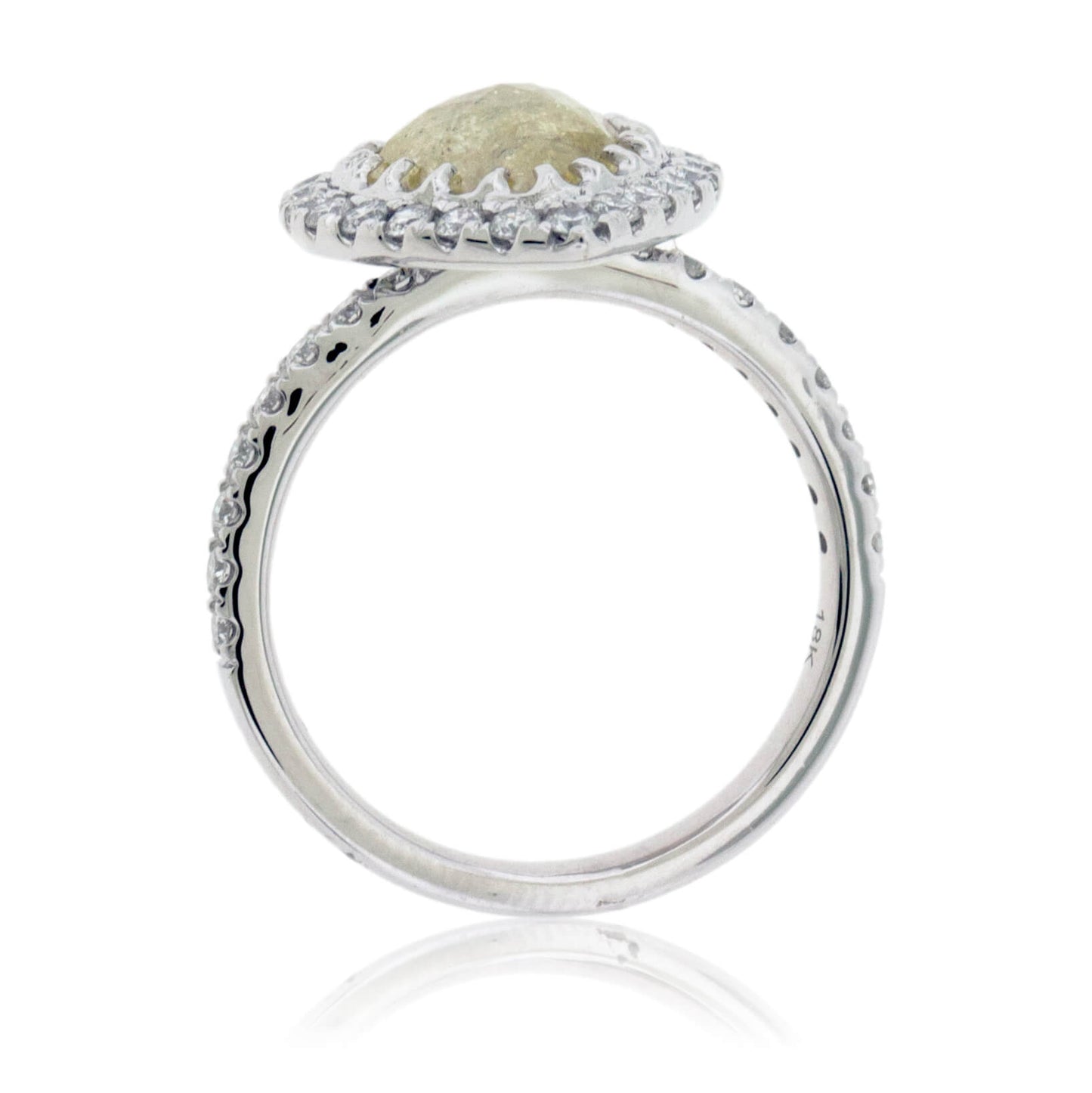 Rose-Cut Yellow Pear Shaped Diamond & Diamond Halo Style Ring - Park City Jewelers