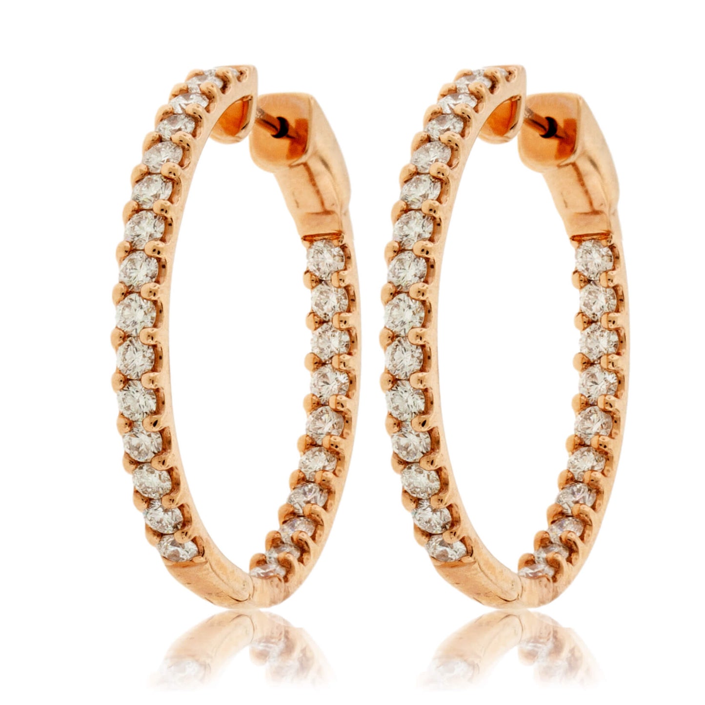 Rose Gold 3.0 Carat Inside Out Diamond Hoop Earrings - Park City Jewelers