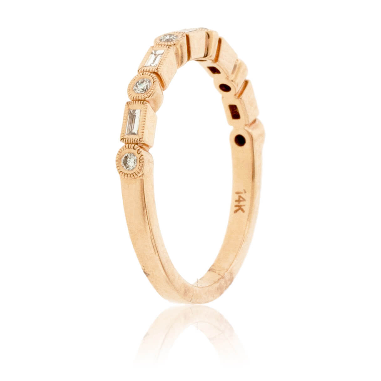 Rose Gold Baguette & Round Diamond Style Band - Park City Jewelers