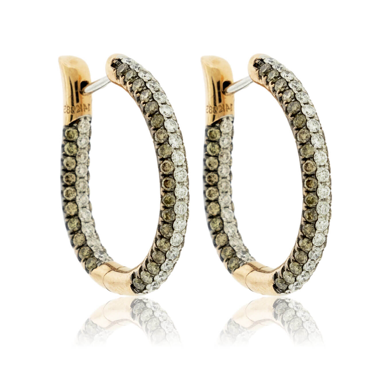 Rose Gold Brown Diamond & Diamond Inside-Out Hoop Earrings - Park City Jewelers