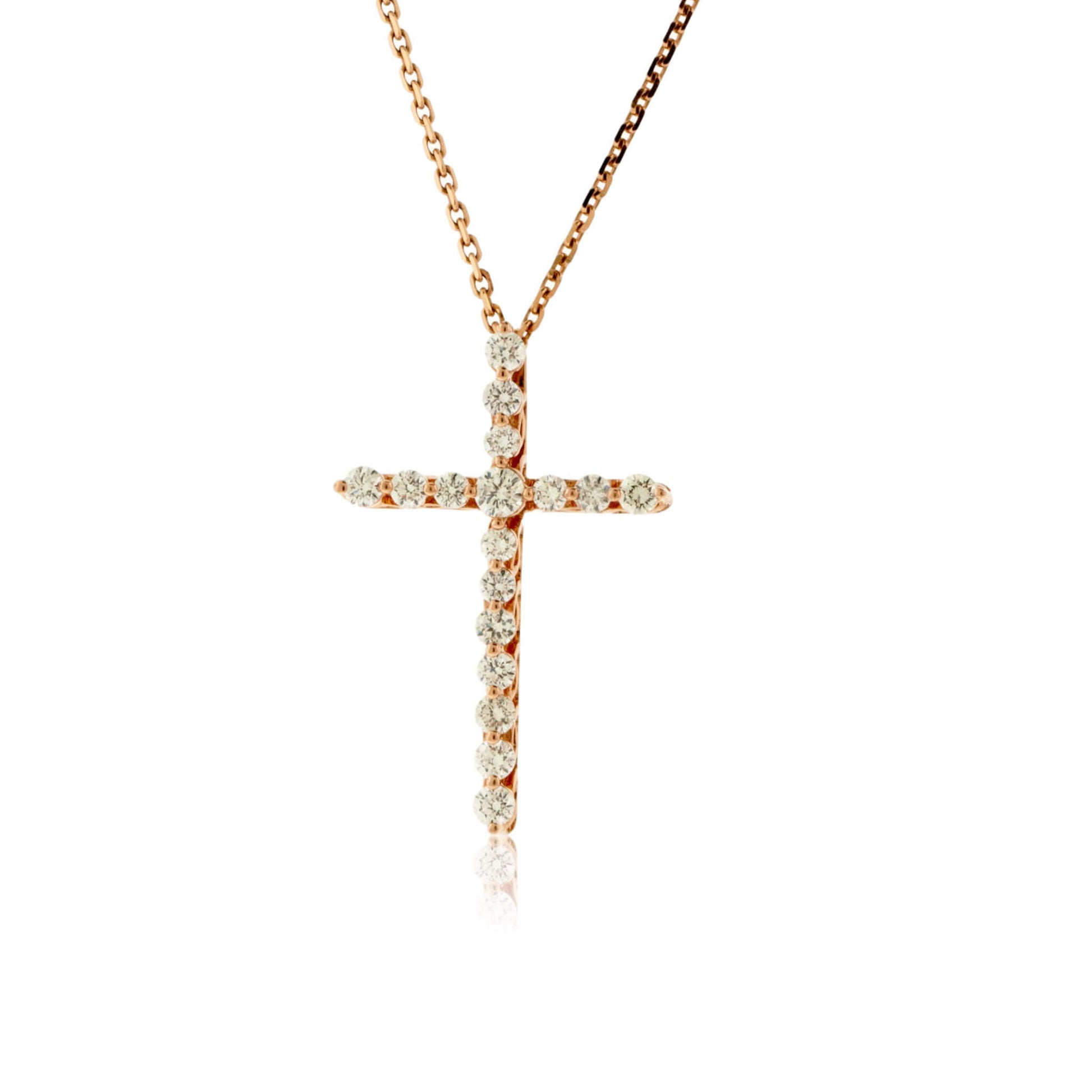 Rose Gold Decorative Diamond Cross Pendant - Park City Jewelers
