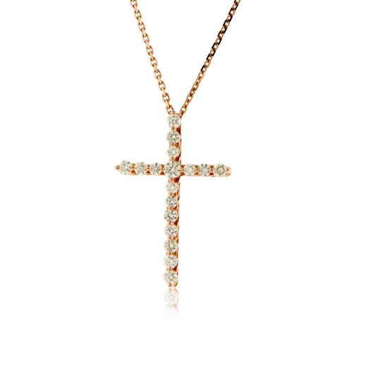 Rose Gold Decorative Diamond Cross Pendant - Park City Jewelers
