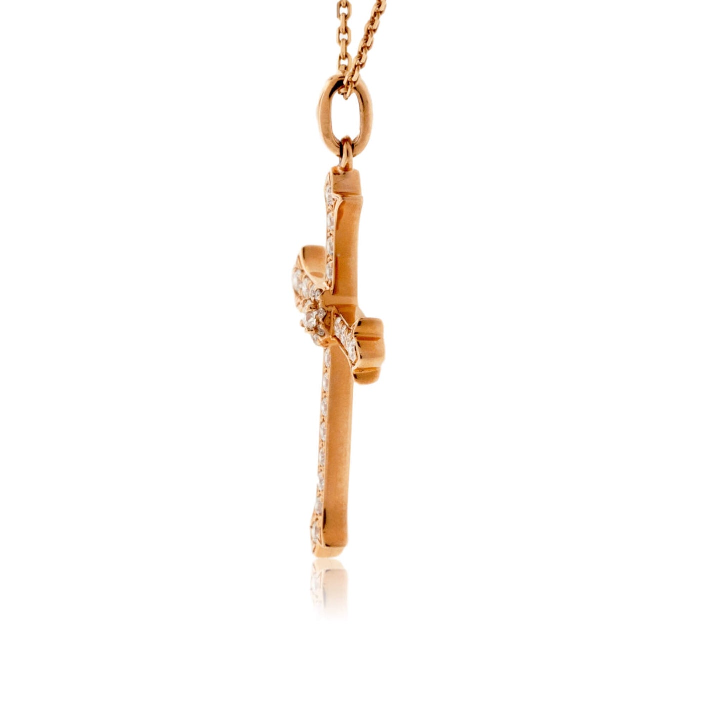 Rose Gold Decorative Diamond Cross Pendant - Park City Jewelers