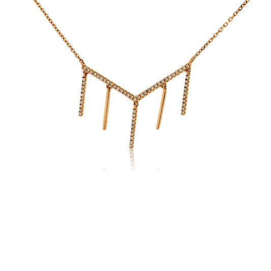 Rose Gold Diamond Multiple Vertical Bar Necklace - Park City Jewelers