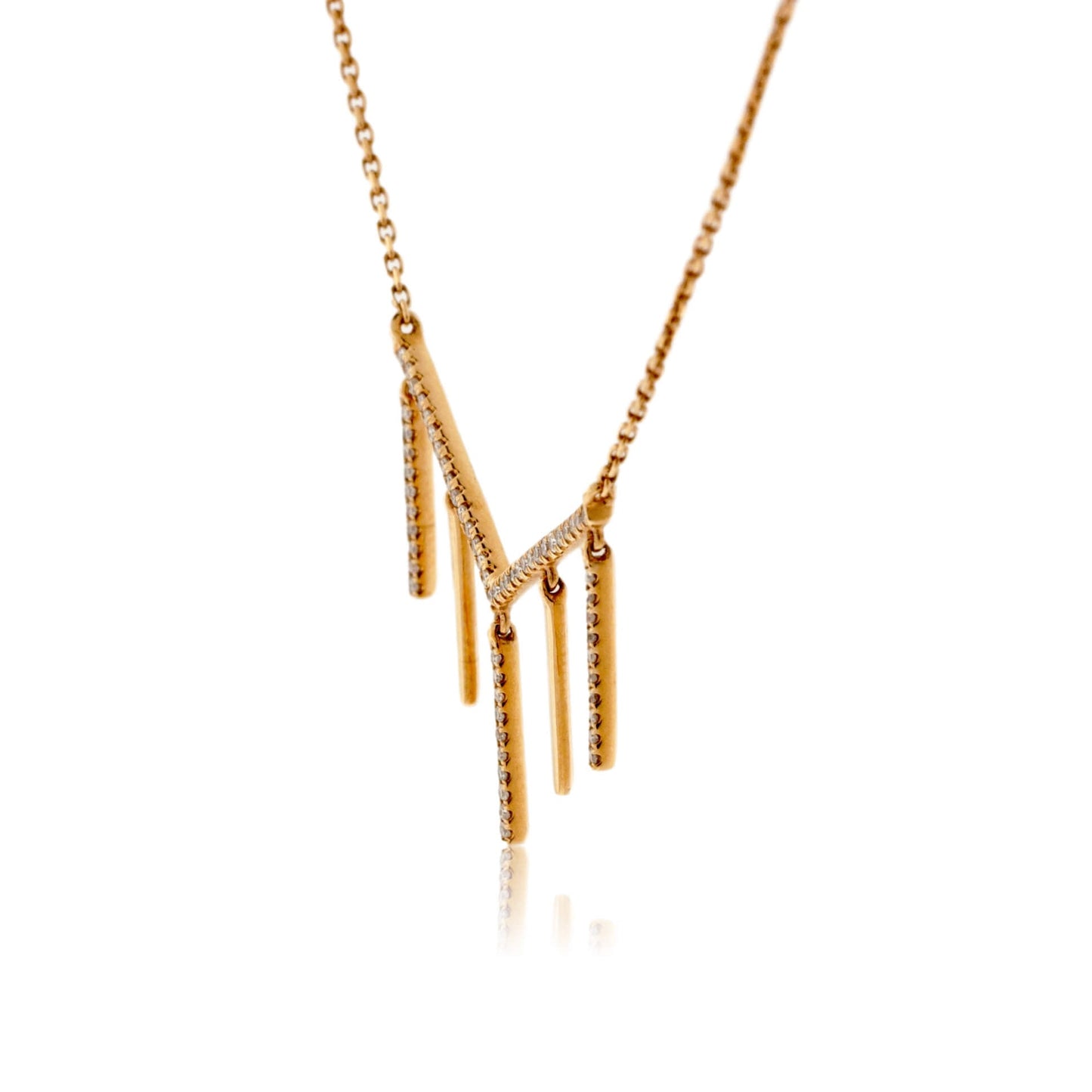 Rose Gold Diamond Multiple Vertical Bar Necklace - Park City Jewelers