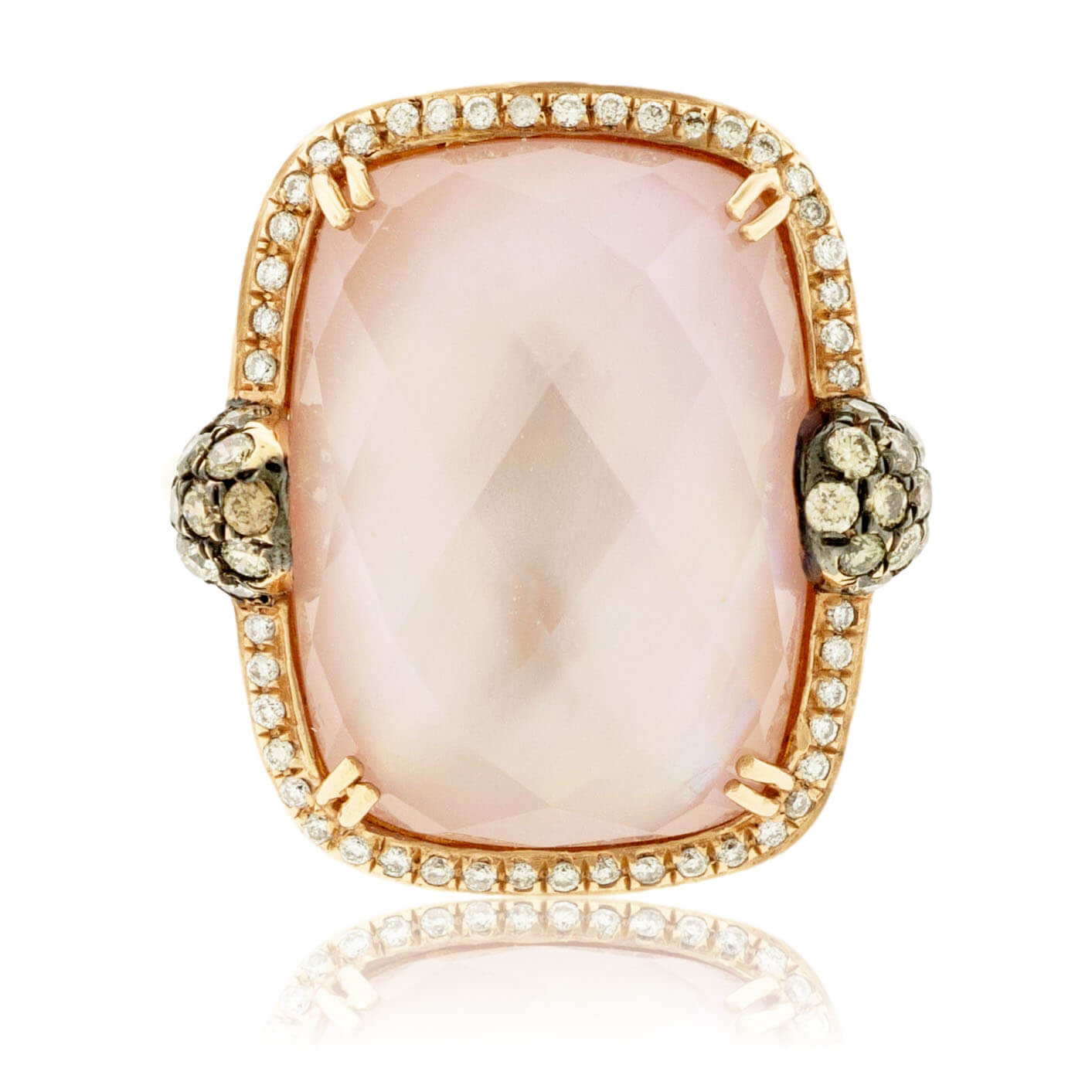 Rose Gold Fancy Cut Rose Quartz Doublet and Diamond Ring - Park City Jewelers