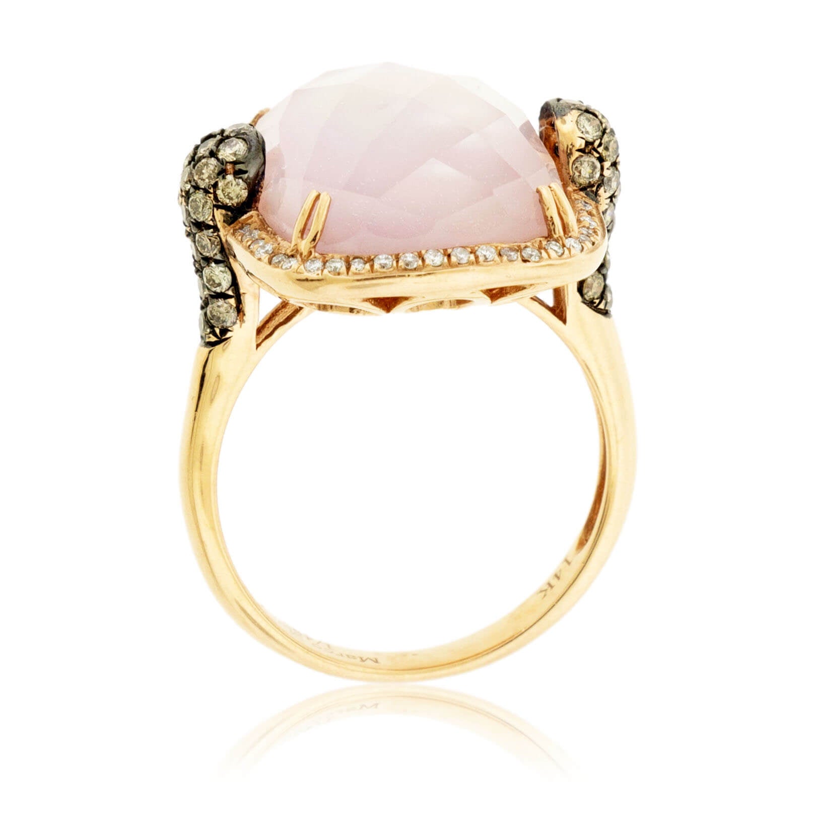 Rose Gold Fancy Cut Rose Quartz Doublet and Diamond Ring - Park City Jewelers