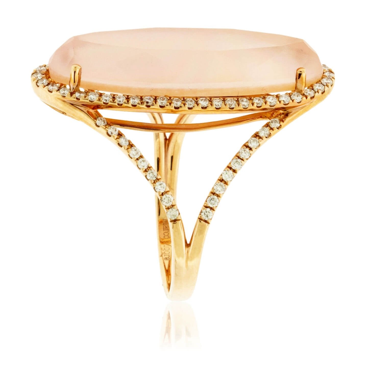 Rose Gold Oval Fancy Cut Rose Quartz Doublet and Diamond Ring - Park City Jewelers