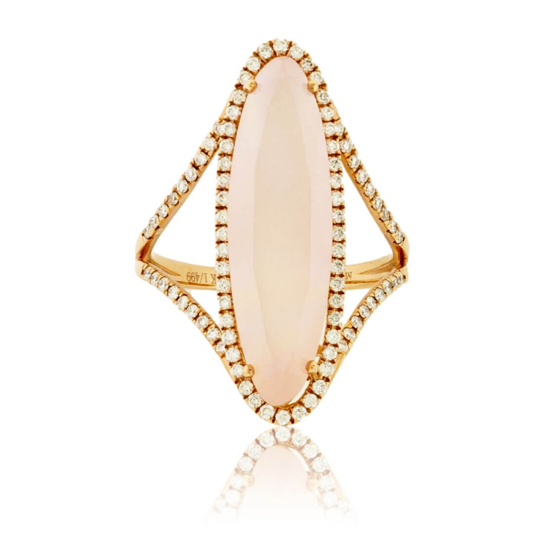 Rose Gold Oval Fancy Cut Rose Quartz Doublet and Diamond Ring - Park City Jewelers