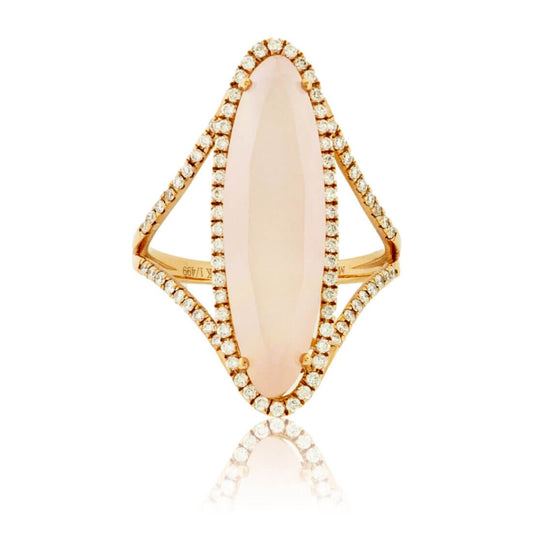 Rose Gold Oval Fancy Cut Rose Quartz Doublet and Diamond Ring - Park City Jewelers
