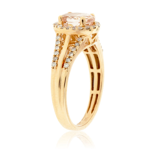 Rose Gold Oval Morganite Ring with Diamond Accents - Park City Jewelers