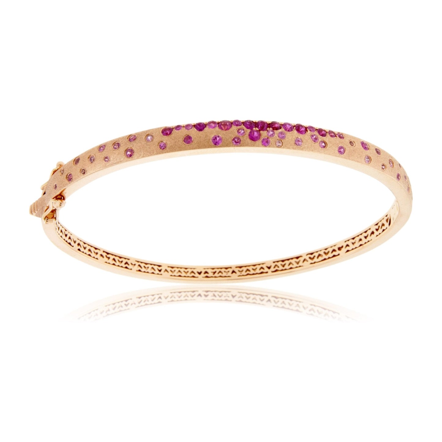 Rose Gold Satin Finish Flush Set Ruby & Sapphire Bracelet - Park City Jewelers