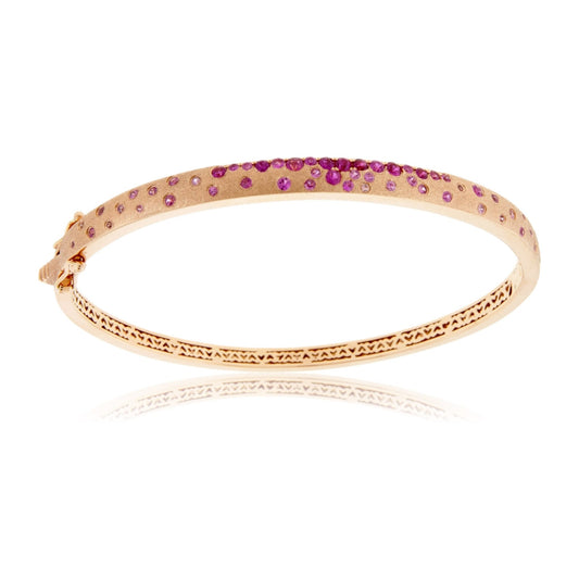 Rose Gold Satin Finish Flush Set Ruby & Sapphire Bracelet - Park City Jewelers