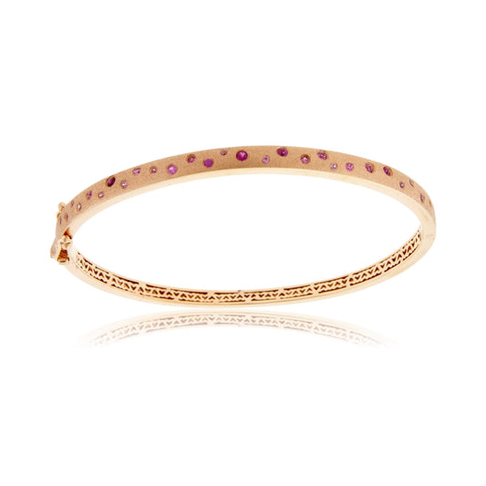 Rose Gold Satin Finish Flush Set Sapphire & Ruby Bracelet - Park City Jewelers