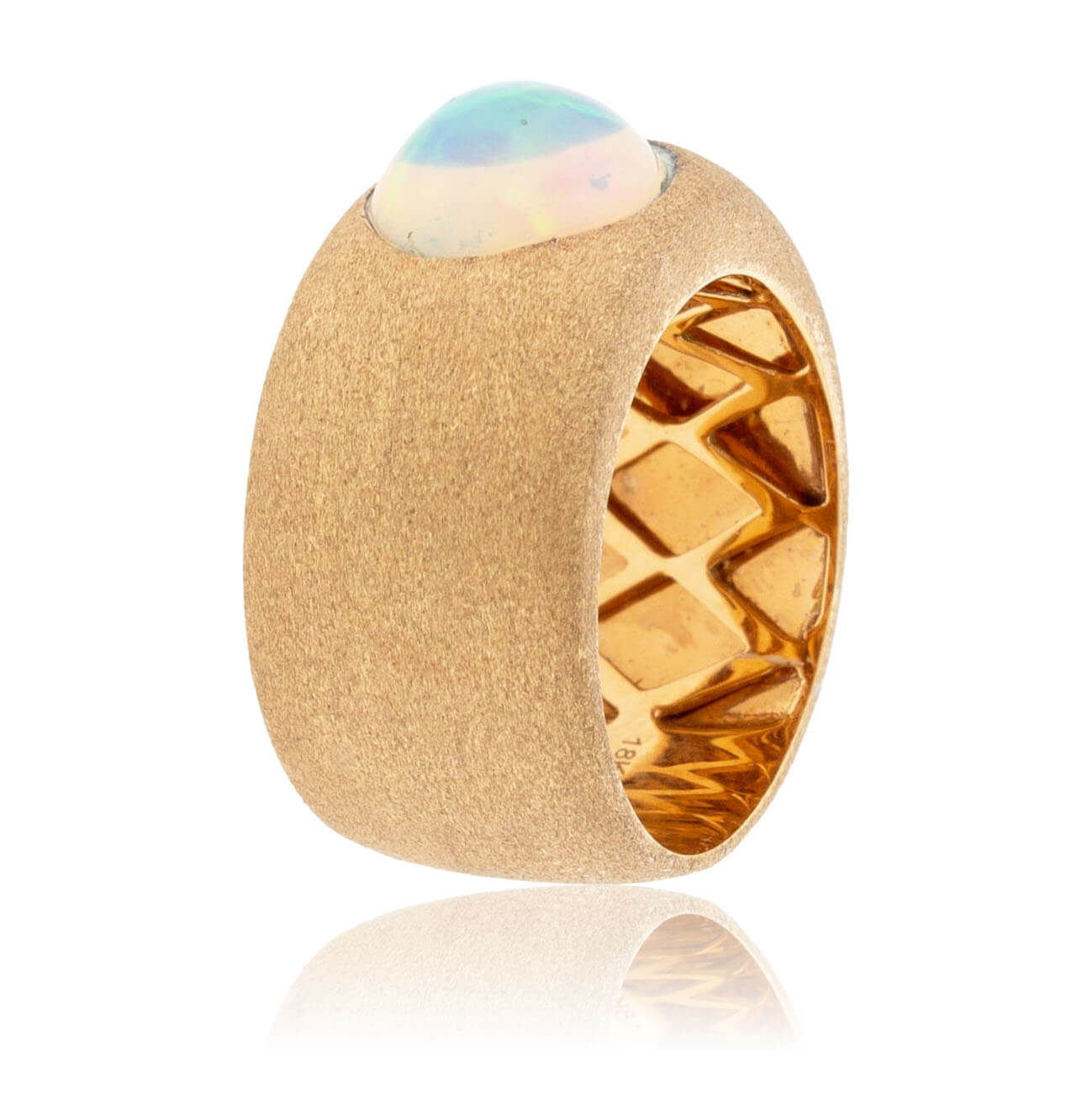 Rose Gold Satin Finish Opal Cabochon Ring - Park City Jewelers