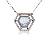 Rough Aquamarine & Diamond Halo Style Pendant - Park City Jewelers