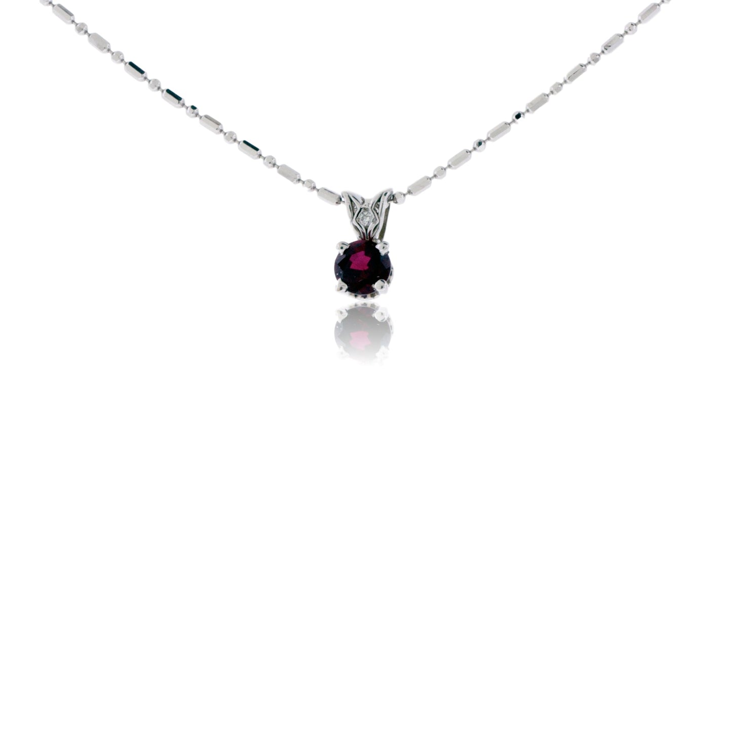 Round 5mm Chatham Ruby & Diamond Simple Pendant - Park City Jewelers