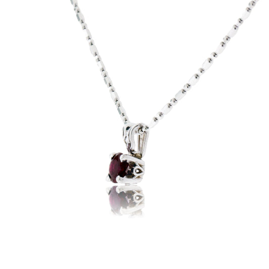 Round 5mm Chatham Ruby & Diamond Simple Pendant - Park City Jewelers