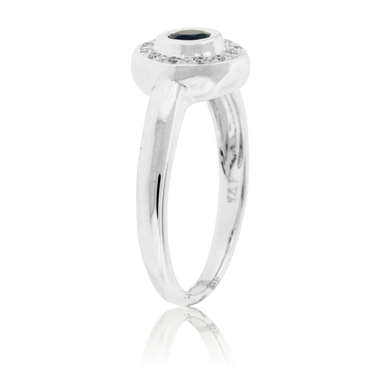 Round Blue Sapphire Diamond Bezel Style Ring - Park City Jewelers