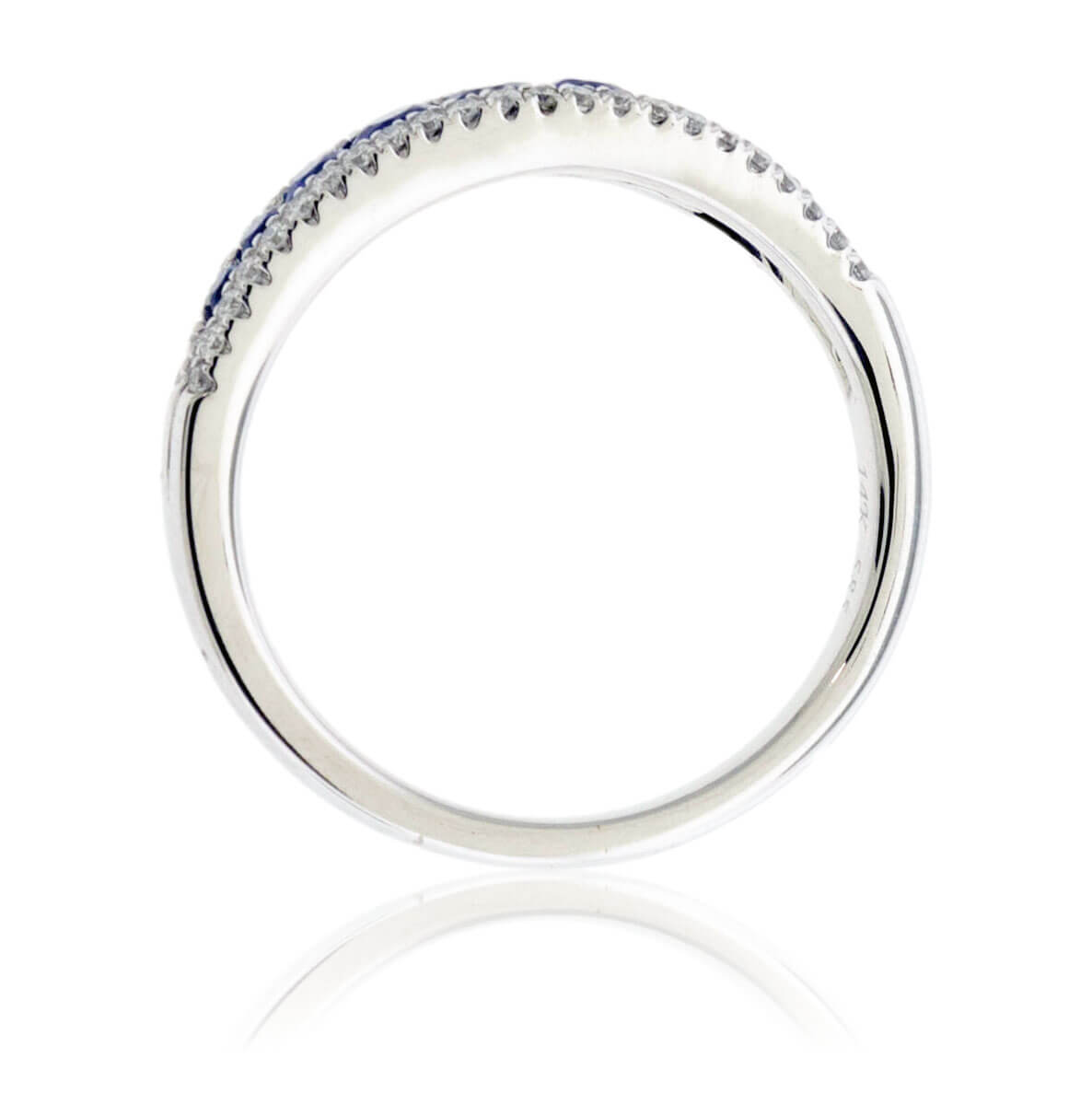 Round Blue Sapphire & Diamond Lined Band - Park City Jewelers