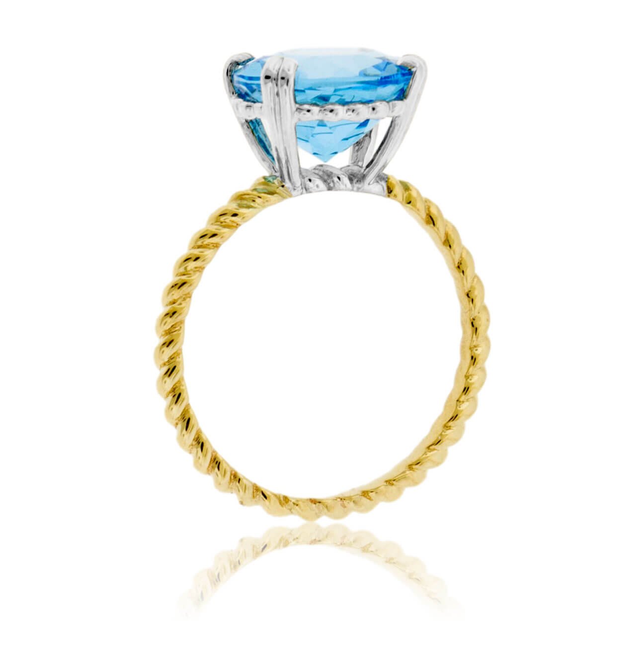 Round Blue Topaz Twisted Style Ring - Park City Jewelers