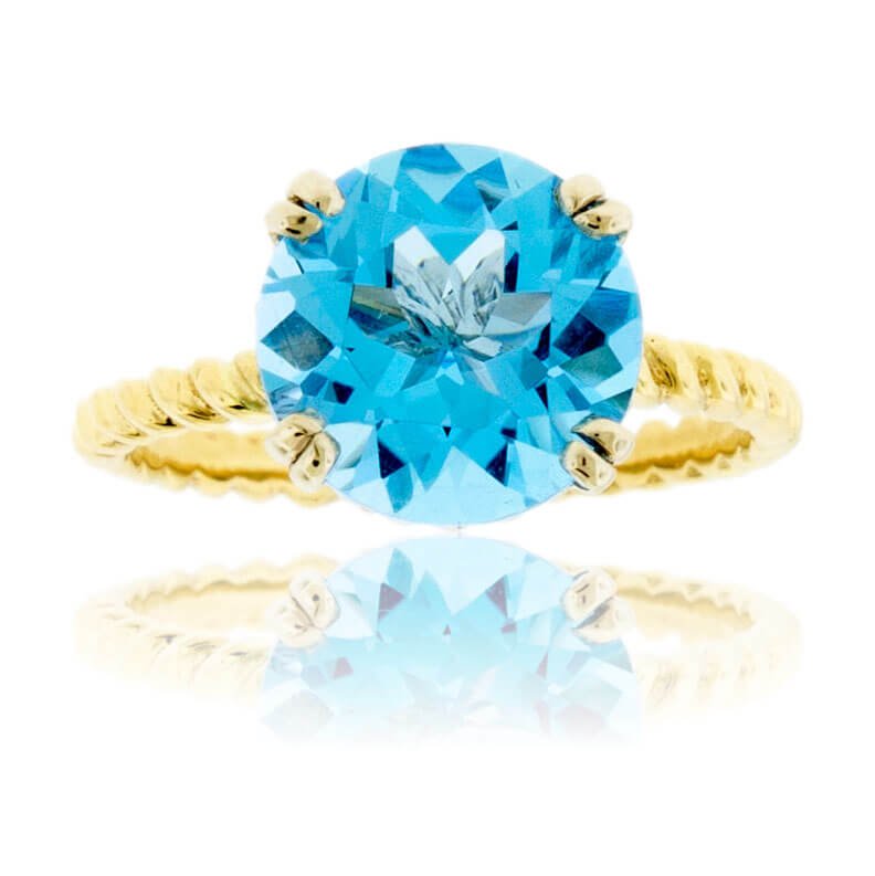 Round Blue Topaz Twisted Style Ring - Park City Jewelers